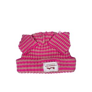 Loverboy Knit Beanie With Cat Ears Pink And Striped, Punk Rock, Charles Jeffery